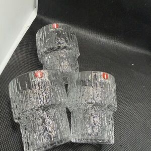 Iittala Ultima Thule Glasses Set of 3 Finland Tapio Wirkkala Ice Textured